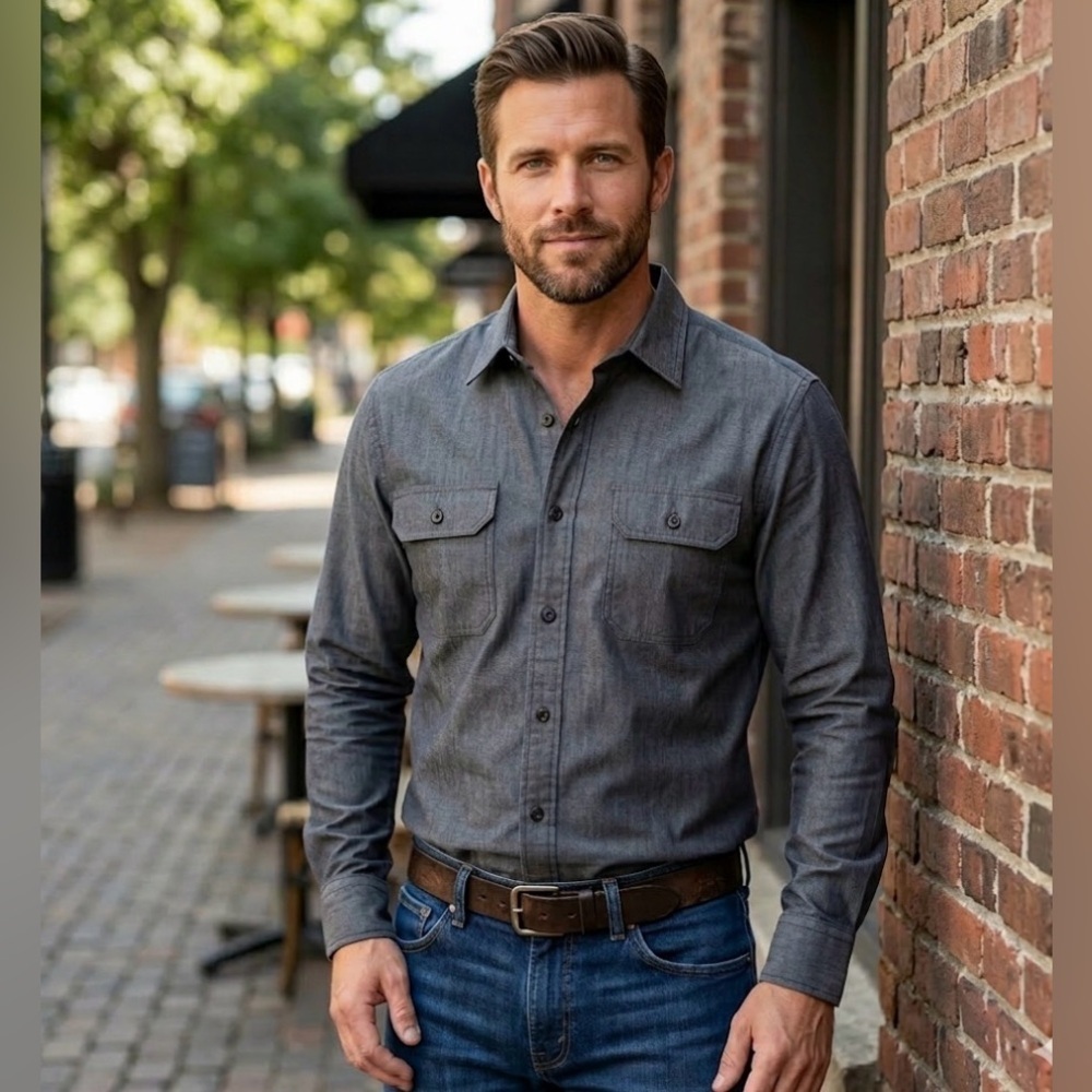 Wrangler Men's Gray Button-Up Shirt